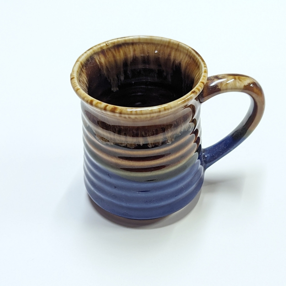 Vintage 70s Stoneware Boho Coffee Mug